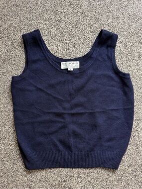 St John Collection by Marie Gray Navy Cropped Knit Sleeveless Top P XS